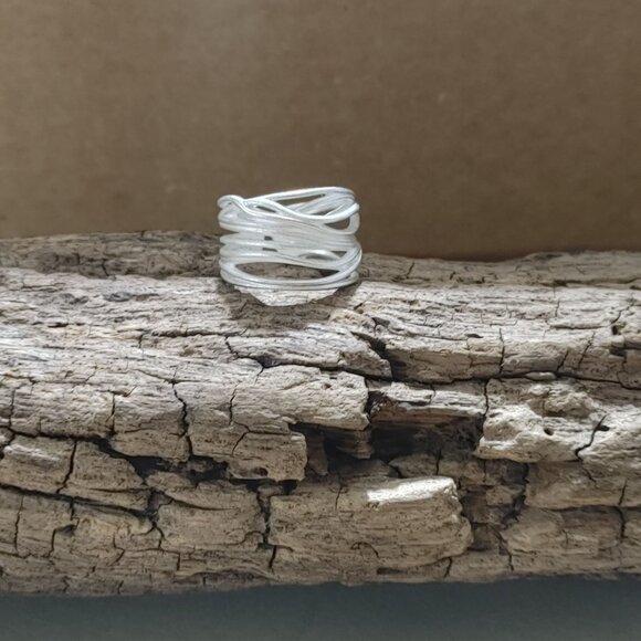 Artisan Sterling Silver 925 Ring Matte Wrap Twist Cuff Band Open Back Adjustable - Picture 7 of 9